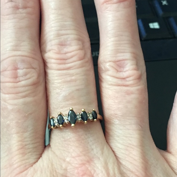 FINAL PRICE 10K GENUINE Diamond & Spinel ring - Picture 2 of 4