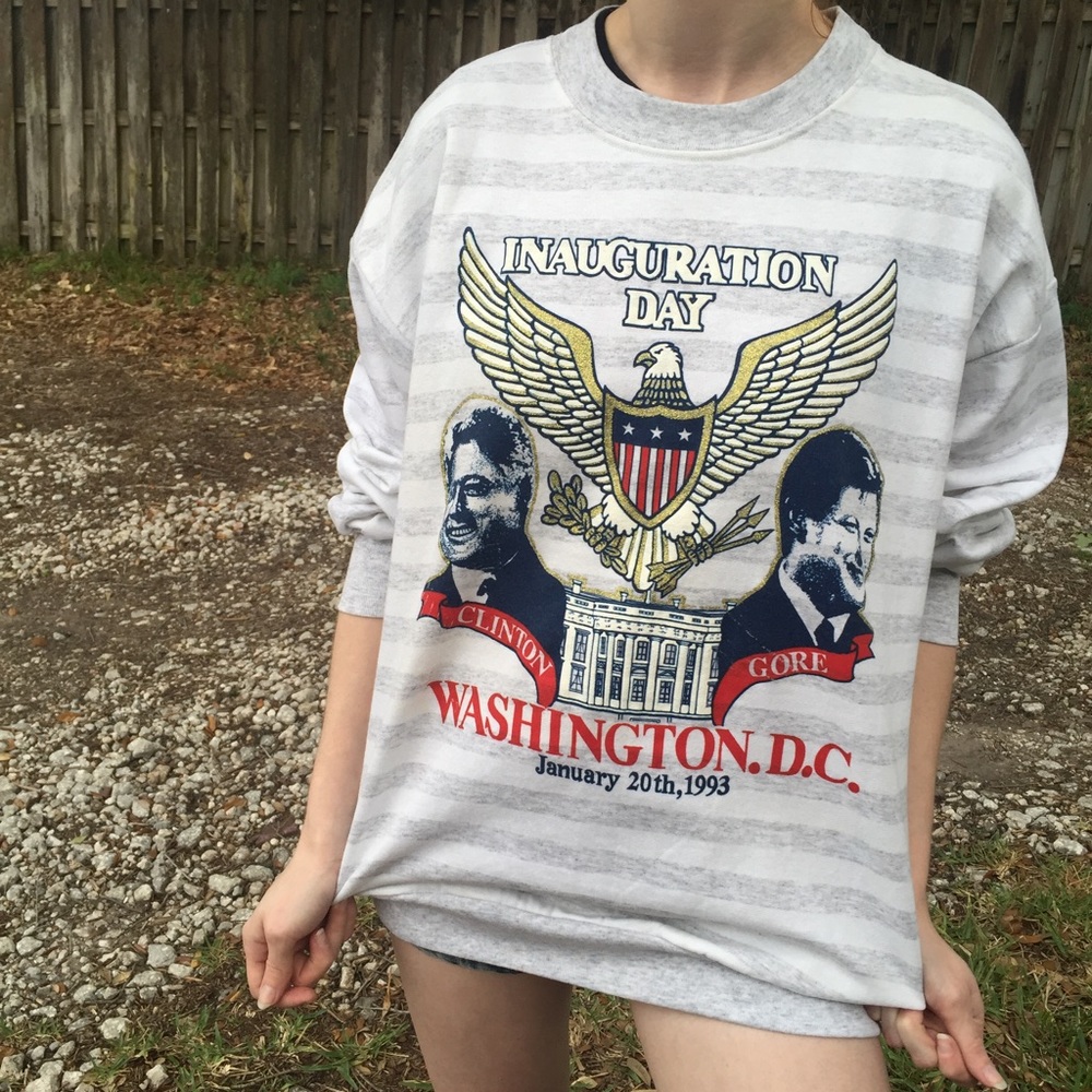 vintage 90s Bill Clinton inauguration sweater