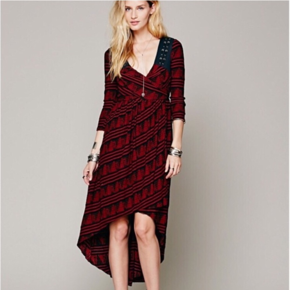 NWOT Free People New Romantics geometric high-low dress
