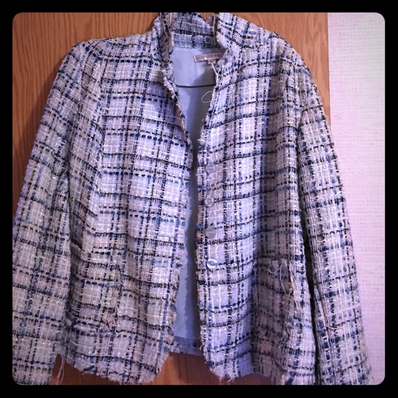 Blue plaid tweed jacket