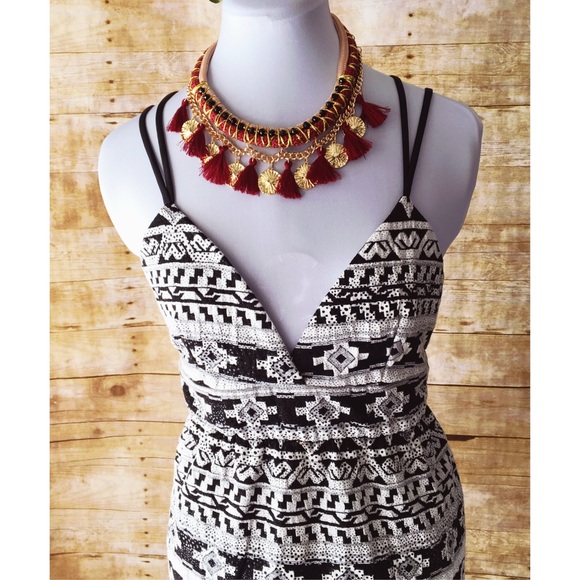 Chic Tribal Print Dress with Back Straps - Picture 2 of 4