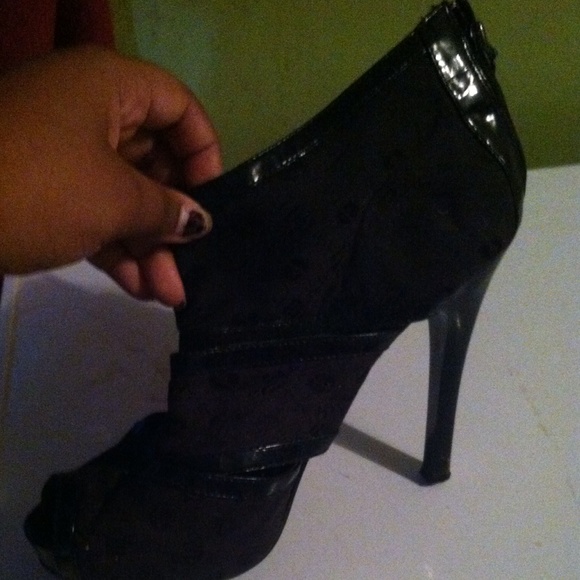 Peep Toe Black Booties - Picture 2 of 3