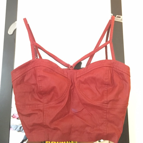 Strappy leather crop top