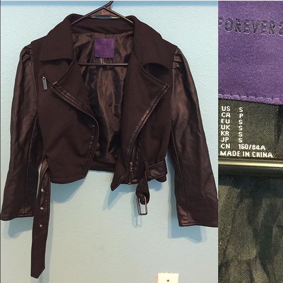 Black leather jacket cropped