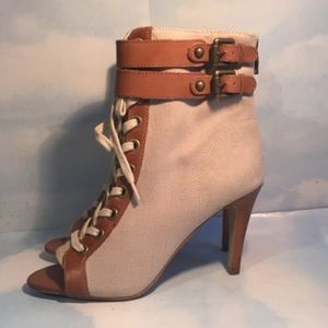 NEW ASH CANVAS OPEN TOE BOOTS SZ/8.5