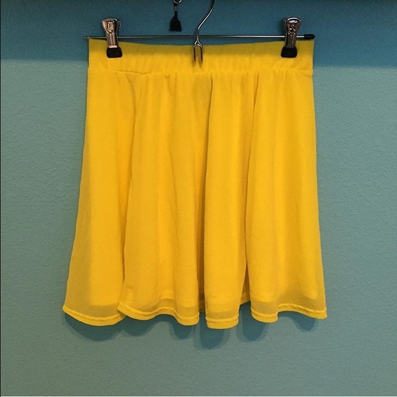 Yellow chiffon skater skirt