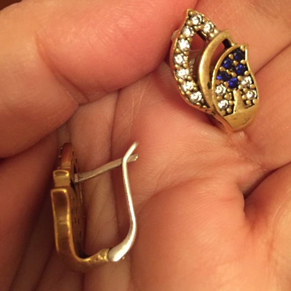 Sterling Silver gold tone earrings - Picture 1 of 2