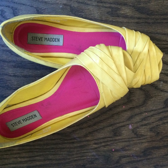 Yellow Steve Madden slip on flat shoes