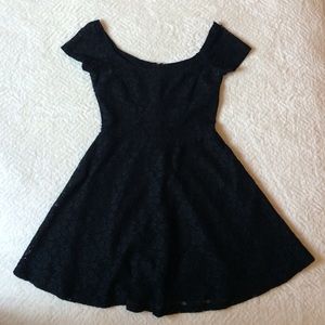 Black Lace Skater Dress