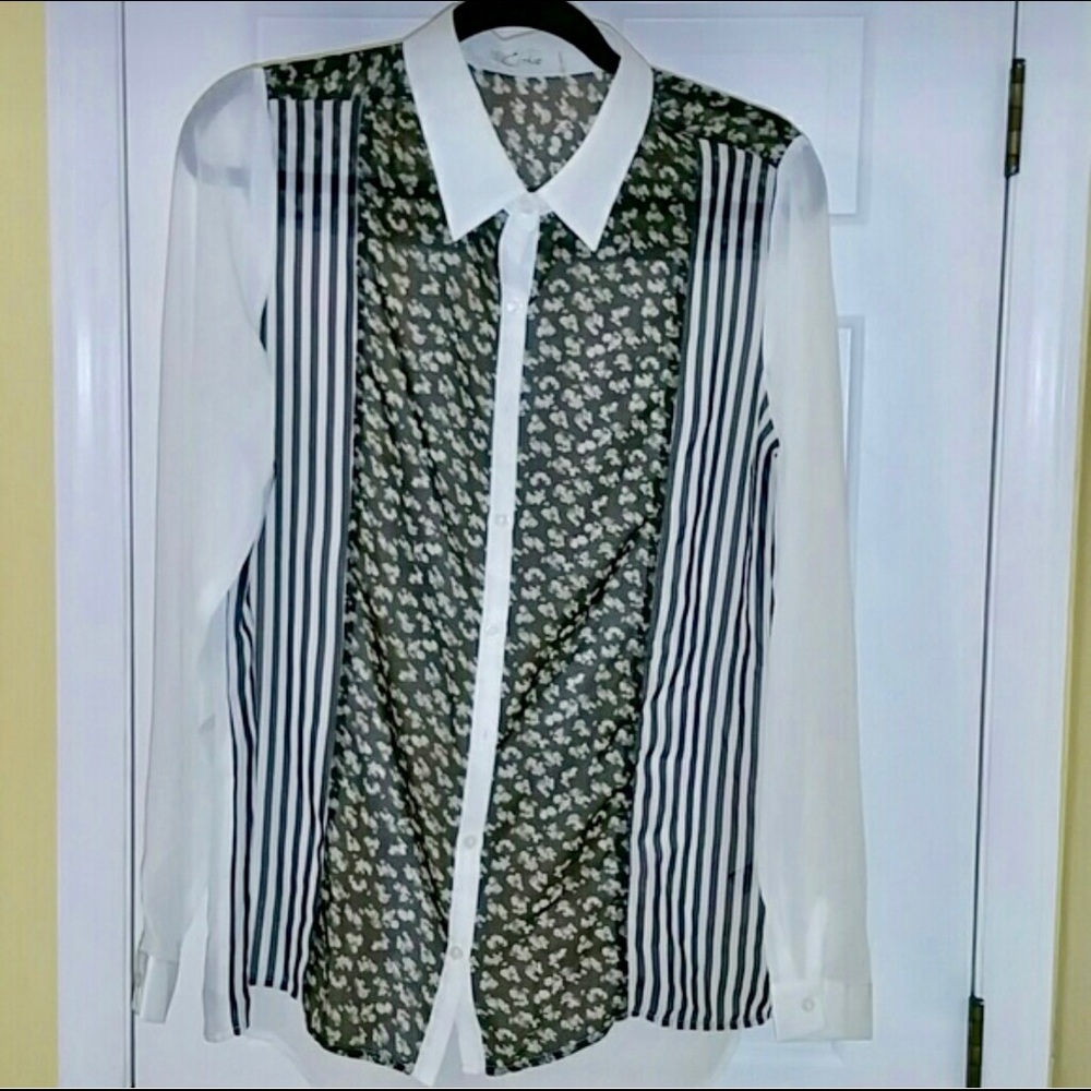 Classy floral and stripe blouse