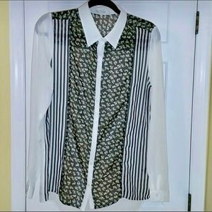 Classy floral and stripe blouse