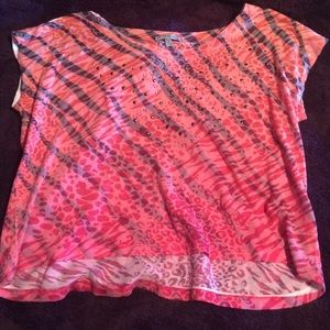 Charlotte Russe pink and orange zebra crop top