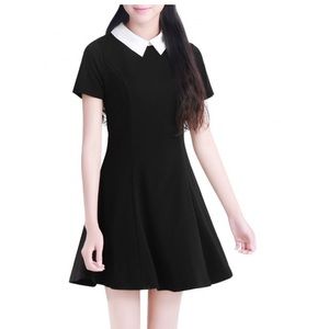 Black dress white collar/ Wednesday Addams dress