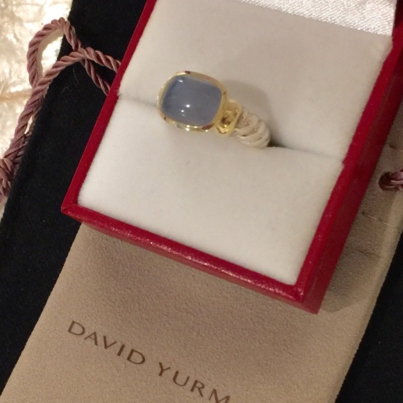 /SALE/ Yurman Blue Chalcedony Noblesse Ring 14k