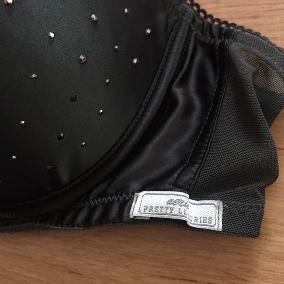 Aerie size 34D push up GRAY bra with bow tie - Picture 2 of 4