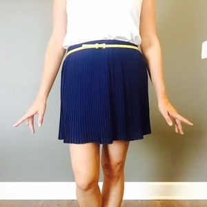 Navy pleated mini skirt