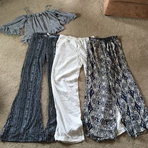 Boho bundle! 3 bohemian pants and gypsie shirt