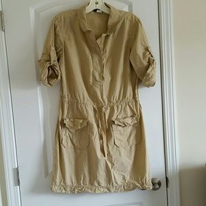 J. Crew khaki cotton safari style dress M