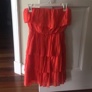 NWOT by & by Coral Ruffled Strapless Mini Dress S