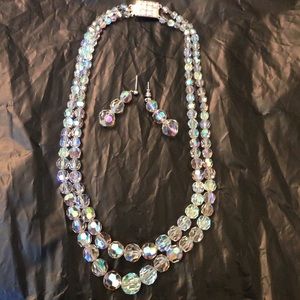 Double strand necklace and earring set