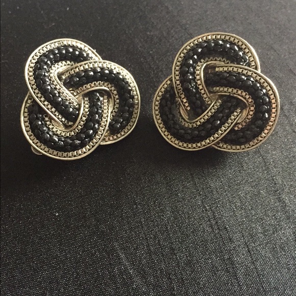 Black clip on earrings