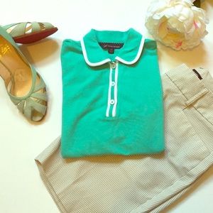 Brooks Brothers Aqua Blue Polo Shirt Top