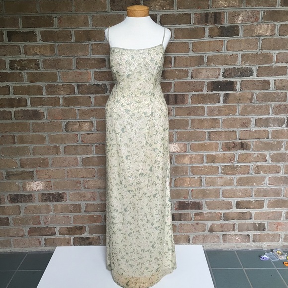 Stunning Backless Beaded Silk Formal Gown / Dress