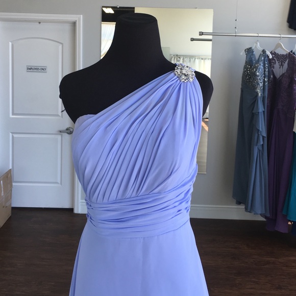 Lavender sheath chiffon one shoulder long dress - Picture 2 of 3