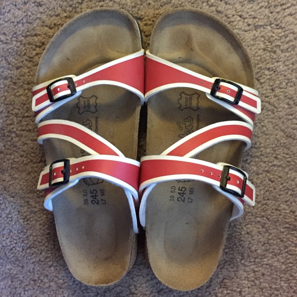 Birki's red and white sandal