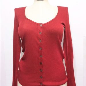 Sold! HERMÈS PARIS RED SILK/COTTON CARDIGAN