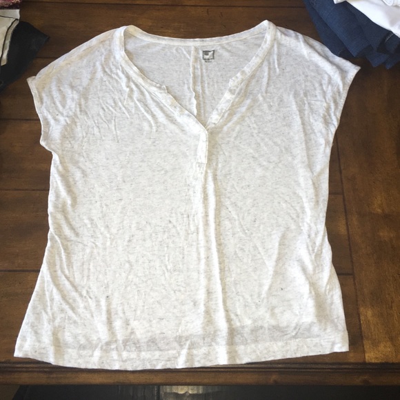 V-neck, pixie sleeve shirt