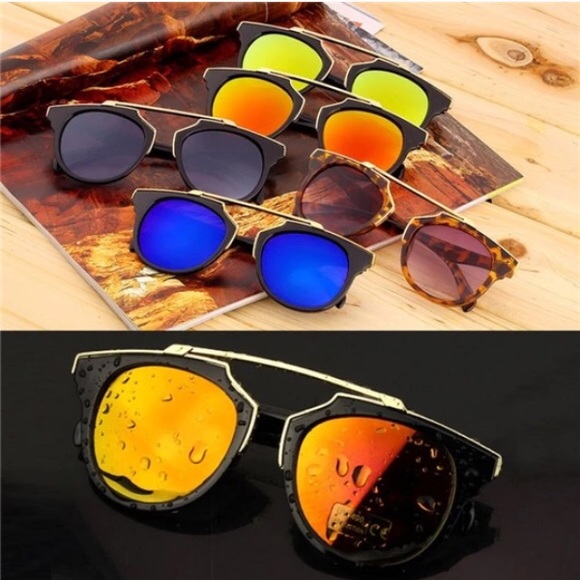 Red Orange Yellow Multicolor Sunglasses - Picture 2 of 3