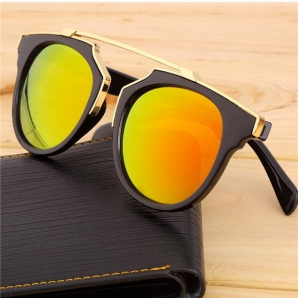 Red Orange Yellow Multicolor Sunglasses - Picture 3 of 3