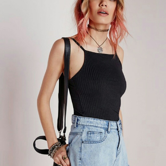 High Neck Ribbed Top