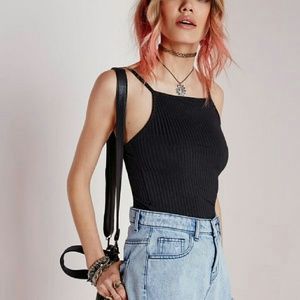 High Neck Ribbed Top