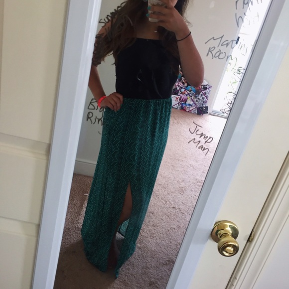 BLUE AND BLACK MAXI DRESS