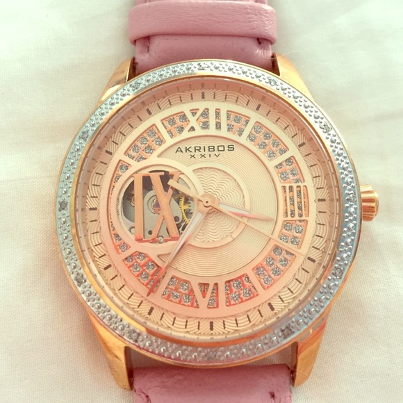 Akribos XXIV pink and rose gold watch