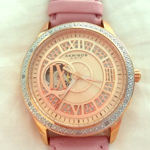 Akribos XXIV pink and rose gold watch