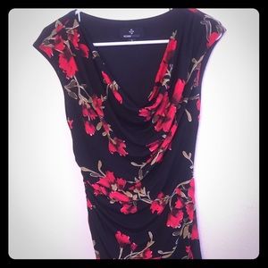 Black dress with red flowers