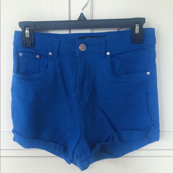 BLUE DENIM HIGH RISE SHORTS