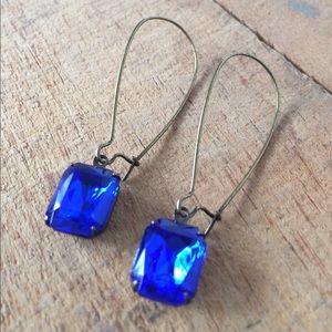 Blue Vintage Rhinestone Earrings