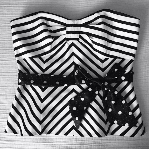 White House Black Market Striped Bustier Top
