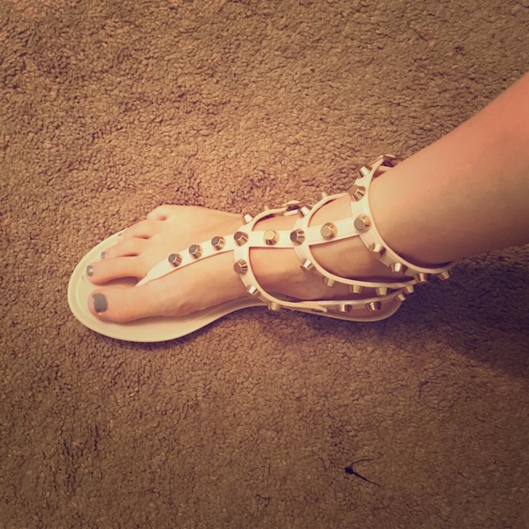 Nasty gal studded gladiators. Nude/gold. Sz 7. New