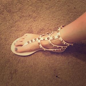 Nasty gal studded gladiators. Nude/gold. Sz 7. New