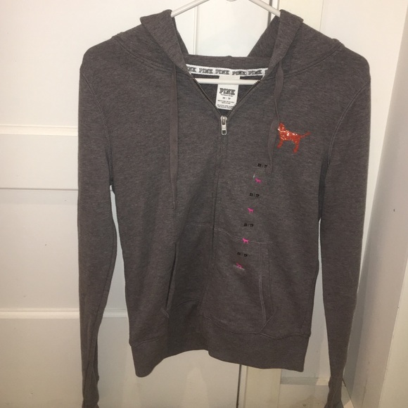 Gray Love Pink Sweatshirt with Orange Bling