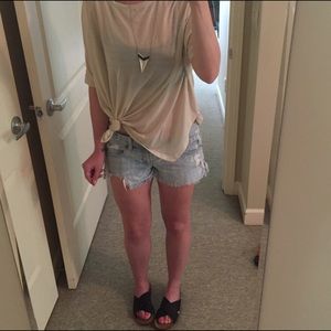 Distressed jean shorts + free top!