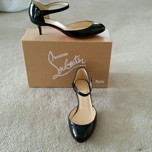 Christian Louboutin Black Patent Kitten Heel