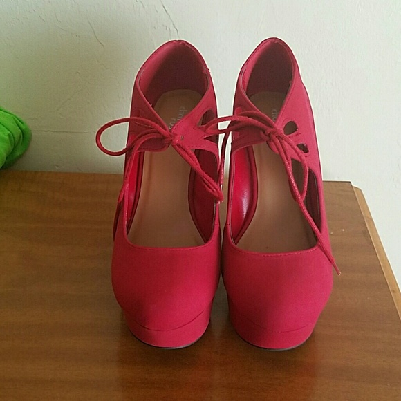 *****Red wedged heels!!***** on sale