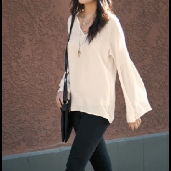 Cream Bell Sleeve Blouse