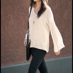 Cream Bell Sleeve Blouse